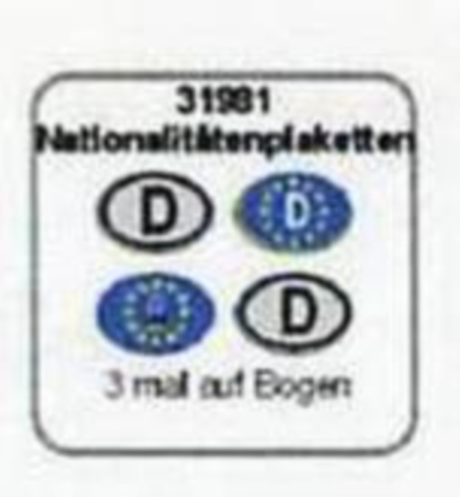 Nationalitätenkennzeichen Deutschland, 6 Stück