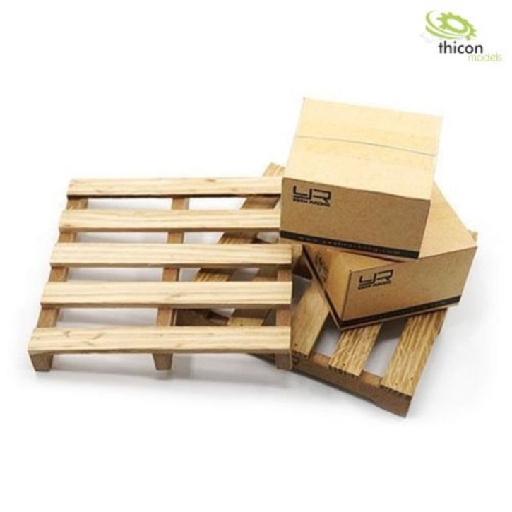 Holzpaletten mit Kartons  2 Stück