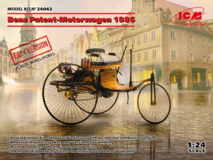 Benz Patent-Motorwagen 1886 mit Kunststoffrädern, 