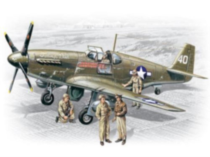 Mustang P-51 B mit Piloten und Personal
