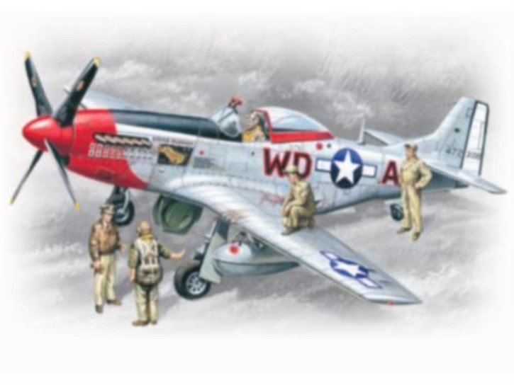 Mustang P-51 D mit Piloten und Personal