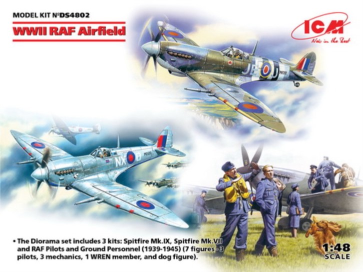 WWII RAF Airfield (Spitfire Mk.IX, Spitfire MkVII, RAF pillots, Ground Personal (7 Figuren))