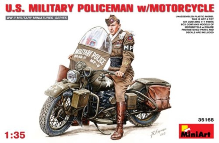 U.S. Military Policeman with Motorcycle